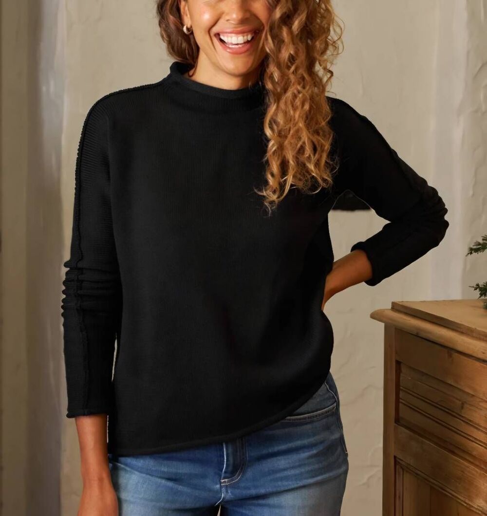 Frank & Eileen Monterey Funnel Neck Sweater In Black Sz M